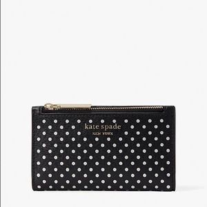 KATE SPADE — spencer metallic dot small slim bifold wallet